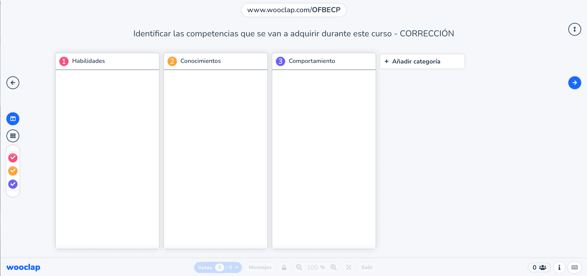 Identificar competencias corrección - brainstorming Wooclap